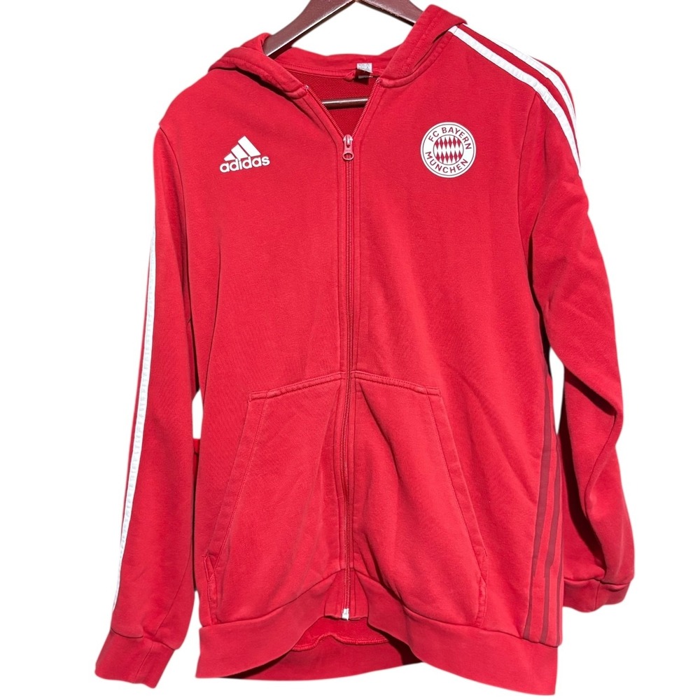 Adidas Youth Sweatshirt XL Red FC Bayern Munich Full Zip Red Soccer